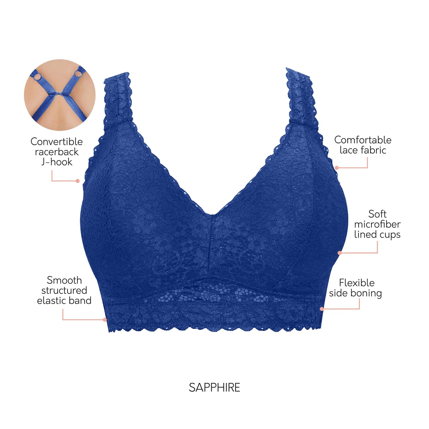 Parfait Adriana Wire Free Lace Bralette Sapphire