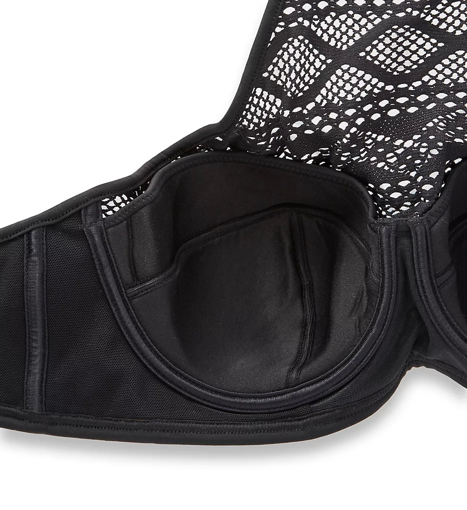 Freya Sundance Underwire Padded Hi-Neck Crop Swim Top BLACK