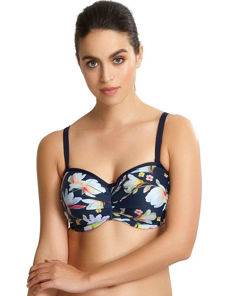 Panache Florentine Bandeau Bikini Top Navy Floral