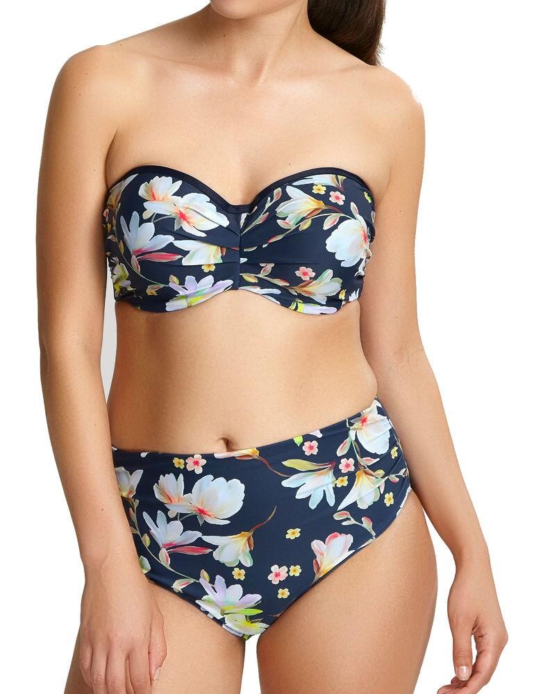 Panache Florentine Bandeau Bikini Top Navy Floral