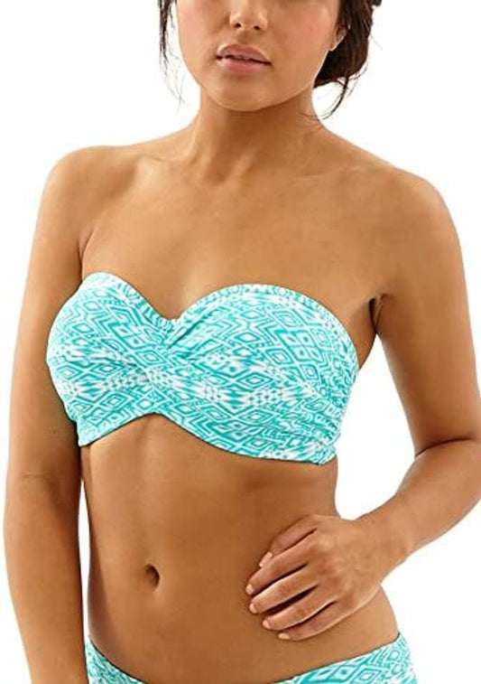 Panache Cleo Hattie Bandeau Swim Top in Aqua/White