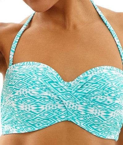 Panache Cleo Hattie Bandeau Swim Top in Aqua/White