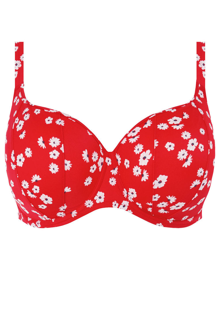 Elomi Plain Sailing Sweetheart Bikini Top Red Floral