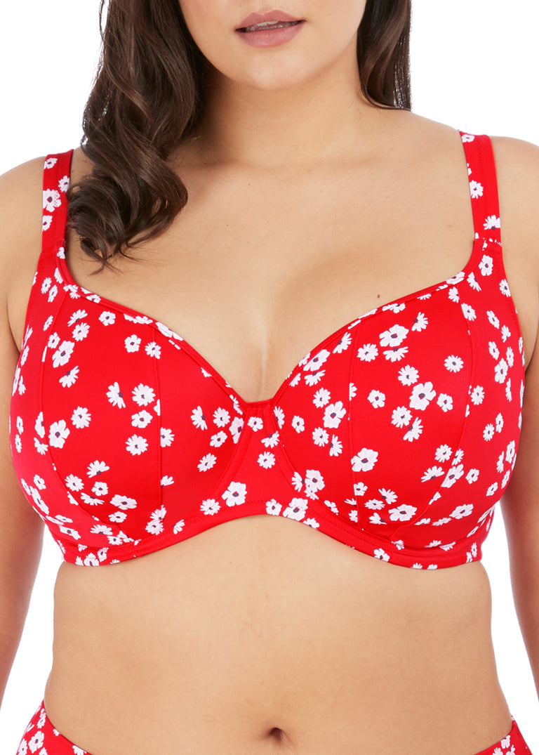 Elomi Plain Sailing Sweetheart Bikini Top Red Floral