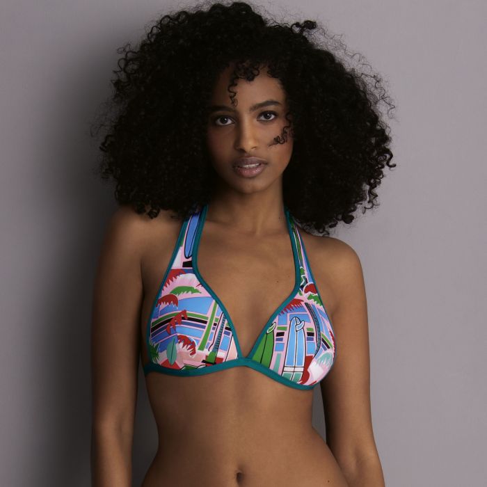 Rosa Faia Style MINA TOP - Reversible Bikini top teal/print