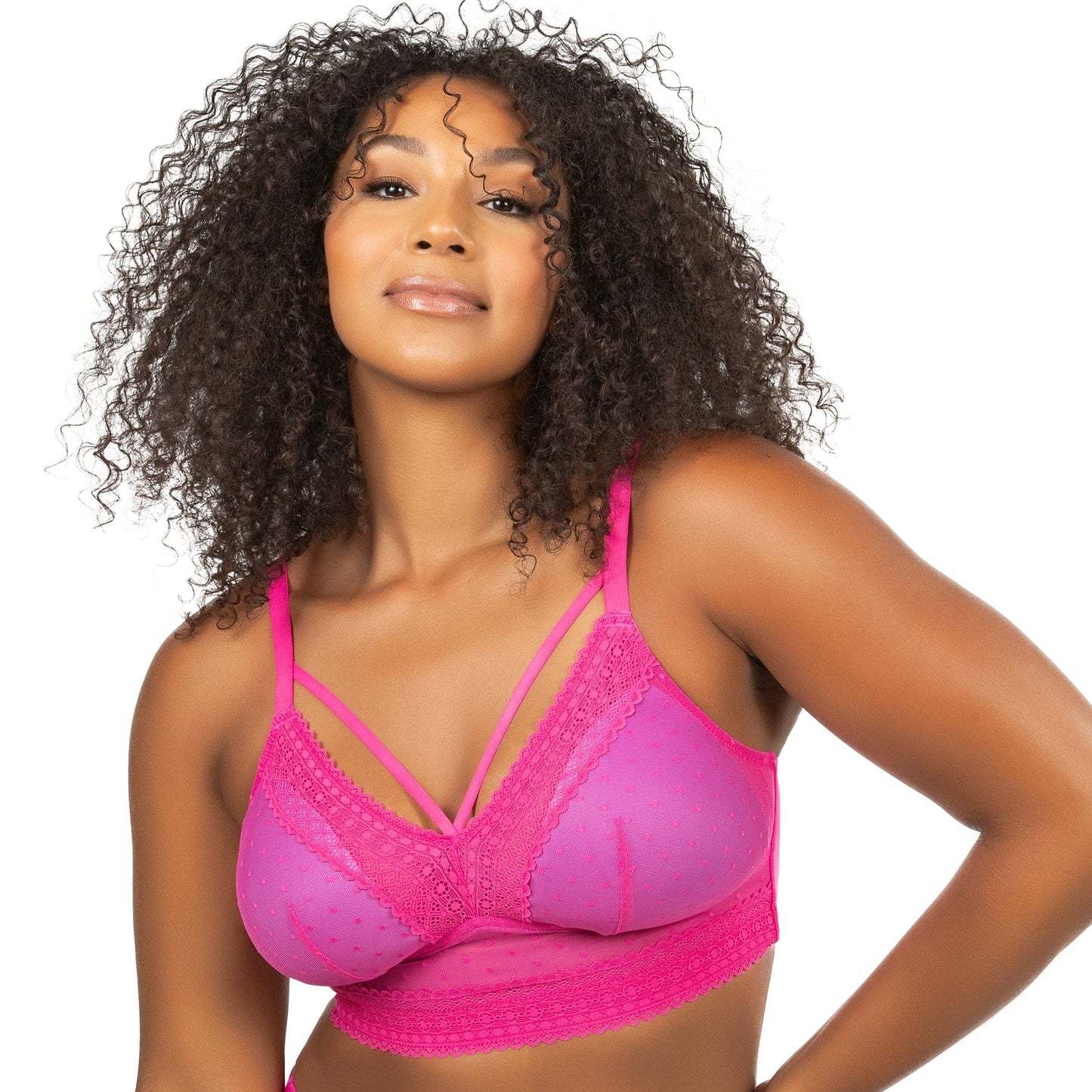 Parfait Mia Dot Wire-Free Padded Mesh Bralette Bright Pink