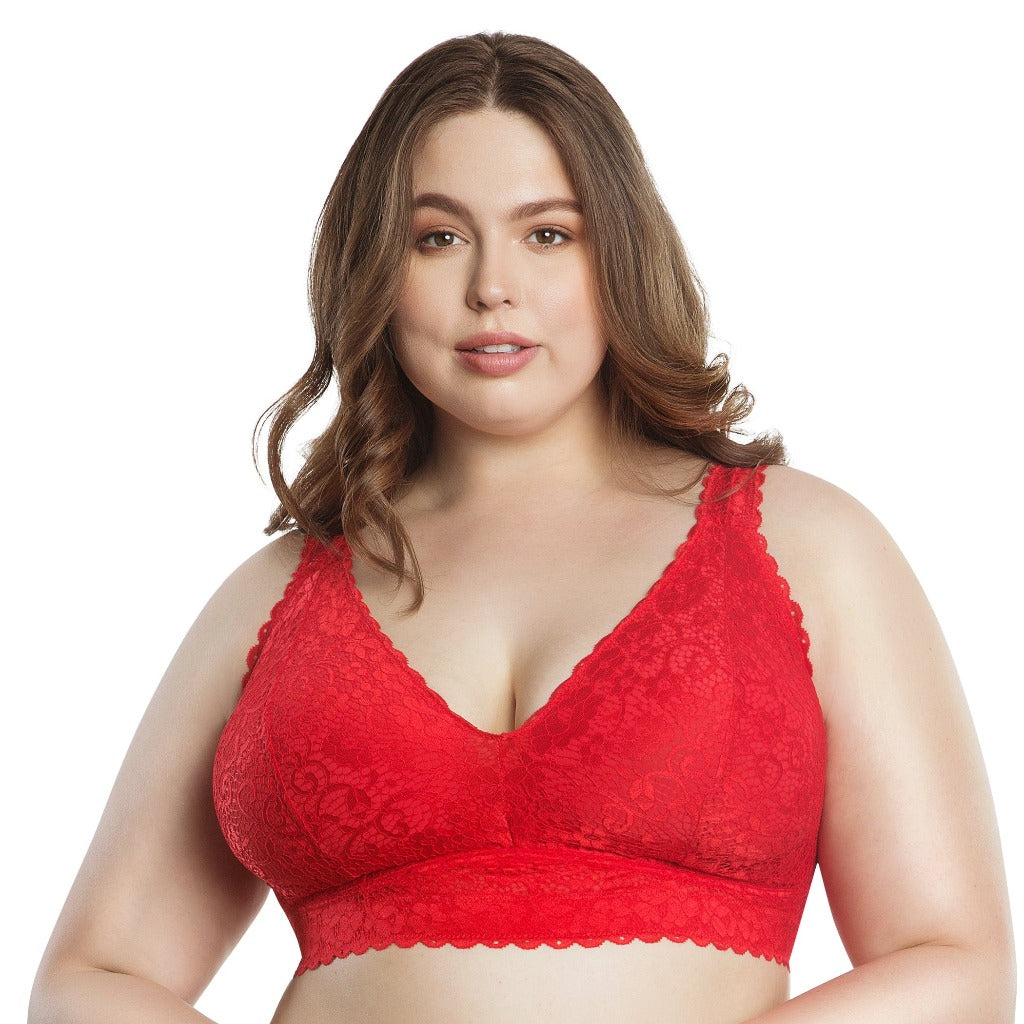 Parfait Adriana Wire Free Lace Bralette Racing Red