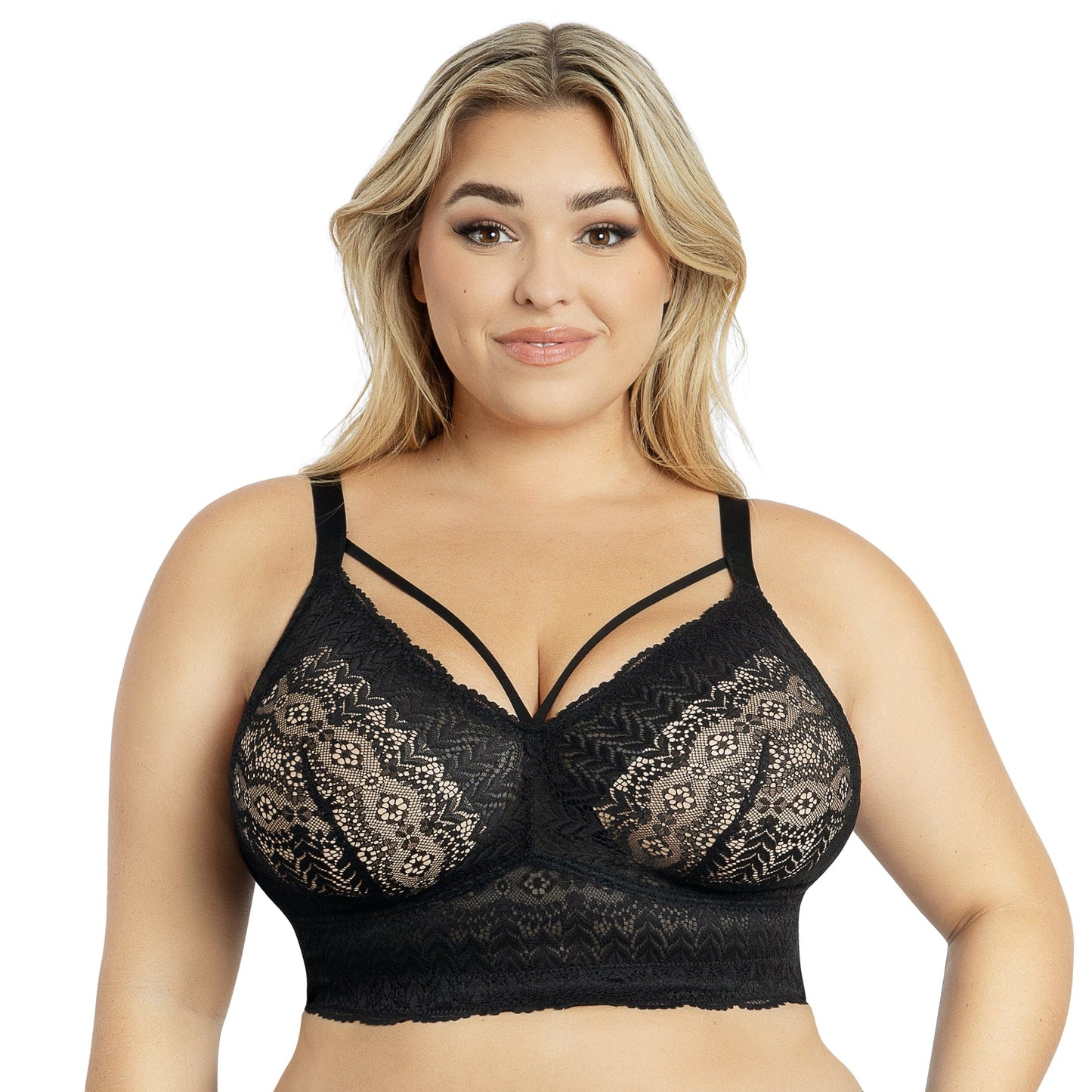 Parfait Mia Lace Wire-Free Padded Lace Bralette Black