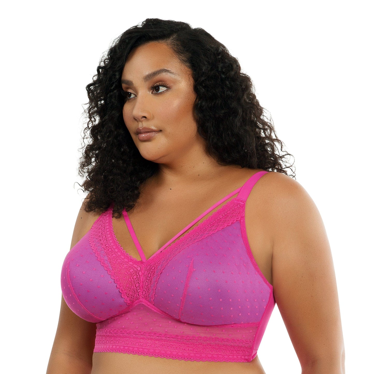 Parfait Mia Dot Wire-Free Padded Mesh Bralette Bright Pink