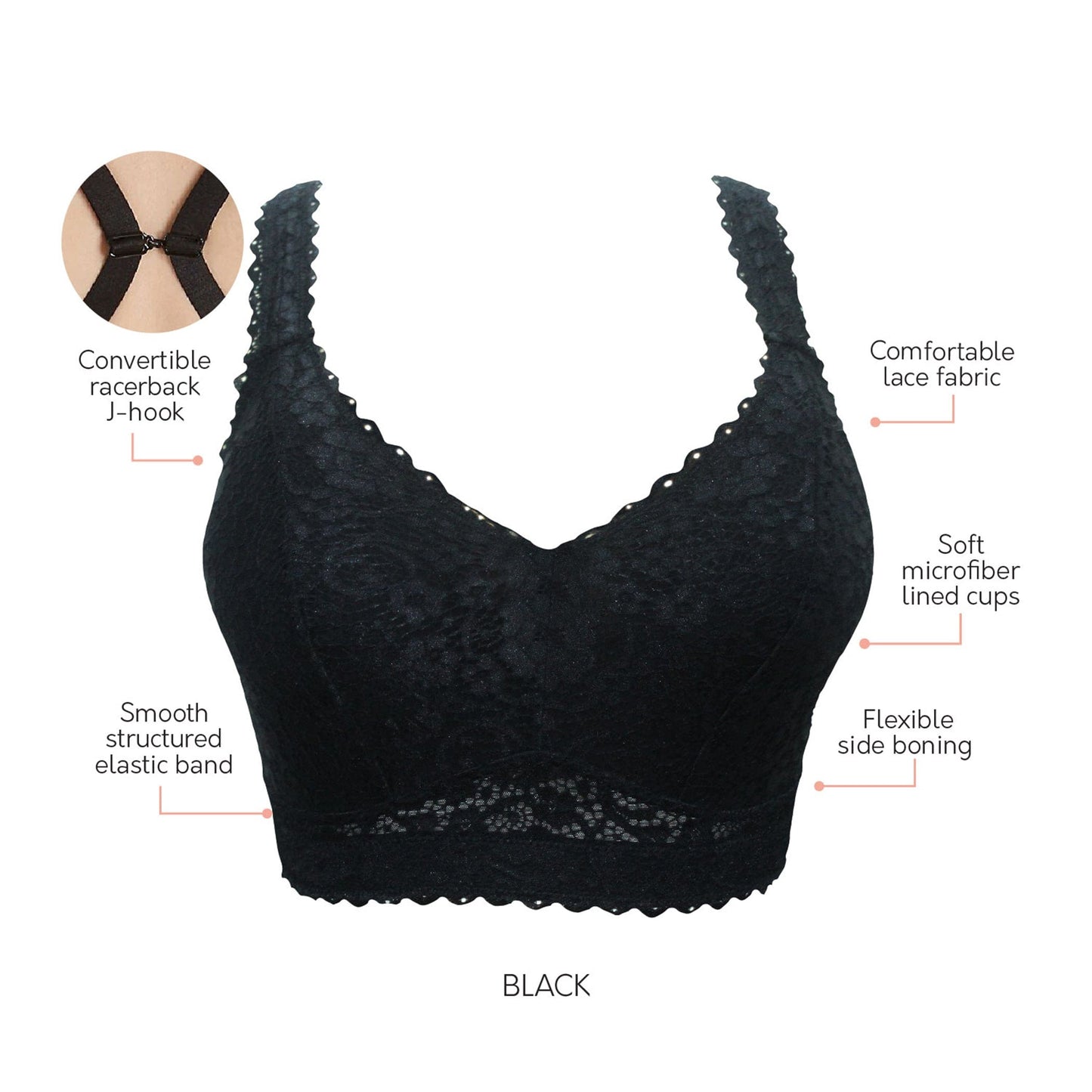 Parfait Adriana Wire Free Lace Bralette Black