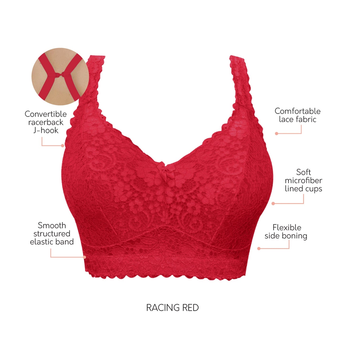 Parfait Adriana Wire Free Lace Bralette Racing Red