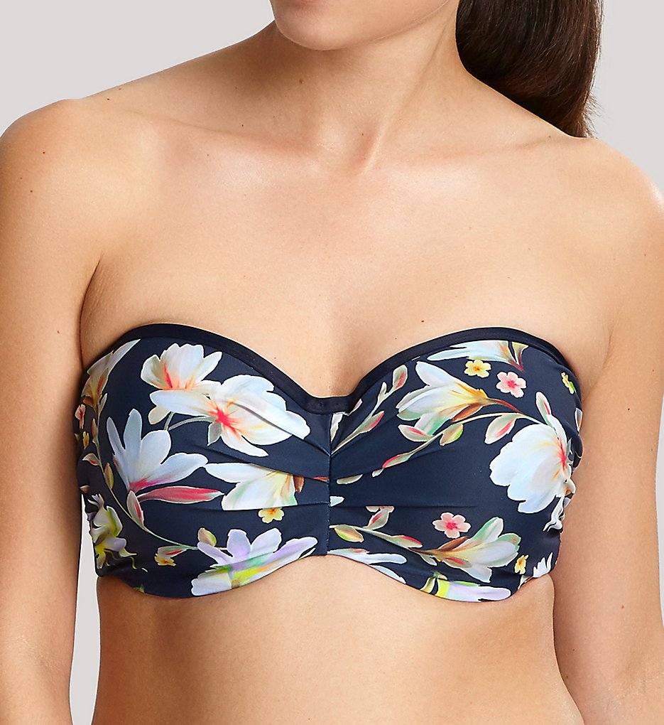 Panache Florentine Bandeau Bikini Top Navy Floral